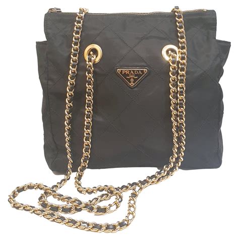 prada tessito bags nylon with gold lofo|Prada bag 2010.